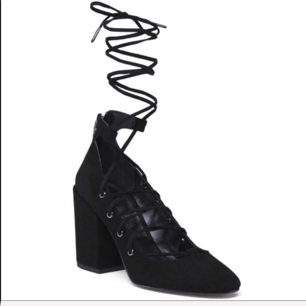 dolce vita || black suede lace up heels
